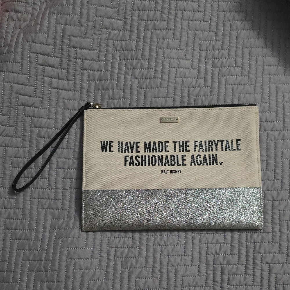 Kate Spade Disney Silver Glitter Wristlet Clutch